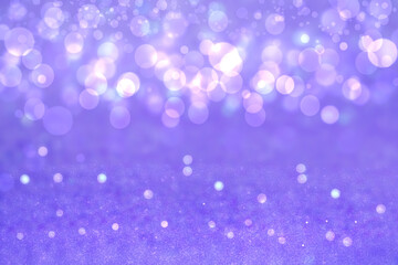Abstract gradient blue pink violet background texture with blurred white bokeh circles and lights. Space for design. Beautiful backdrop.