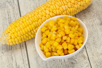 Young corn seeds in the bowl