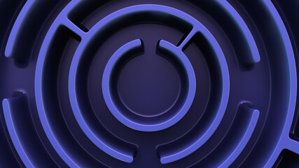 Blue circular maze. View from above. Full frame.