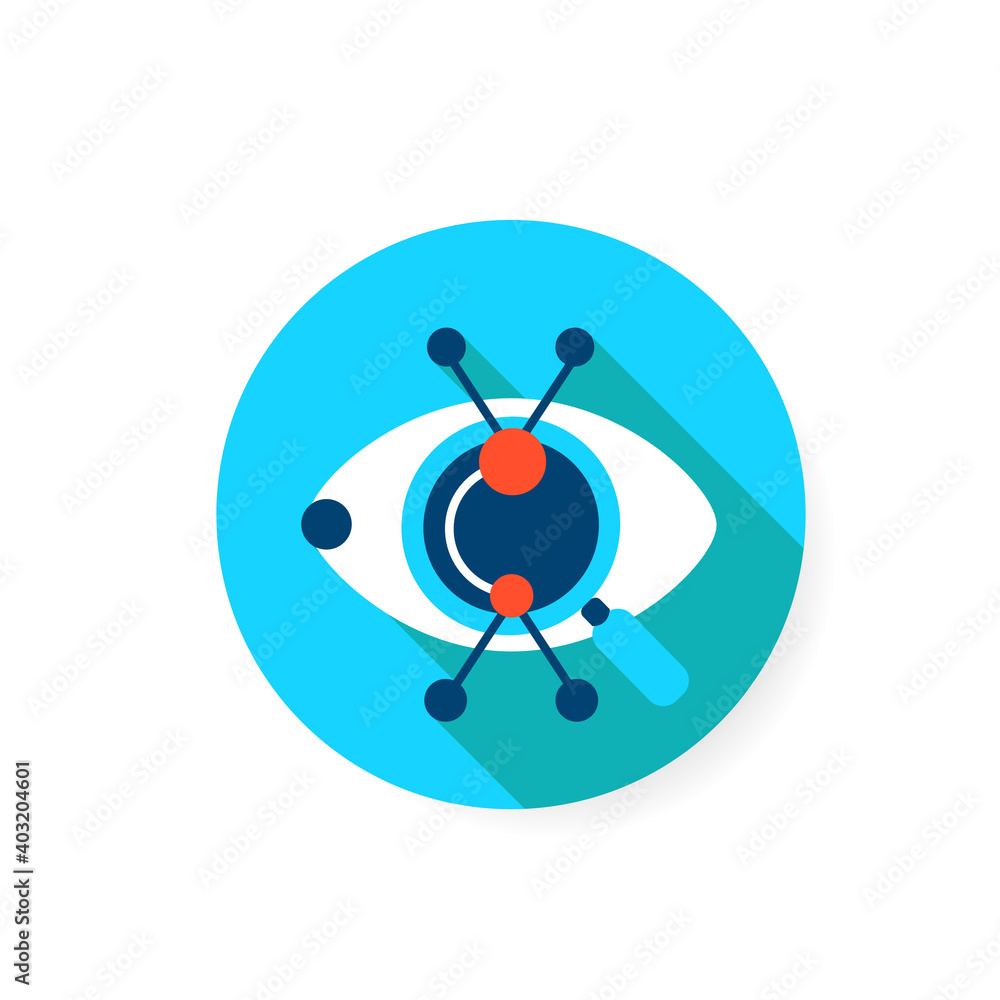 Poster creative research flat icon. artistic vision and technical solution approach concept. sign of eye wi