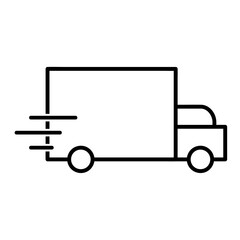 Fast delivery icon. Pictogram for web site. Outline stroke simple icon. Truck delivery illustration.