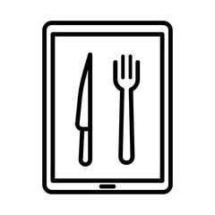 Restraunt menu icon. Black stroke.
