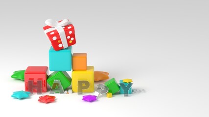 3D illustration expressing happiness and gifts
