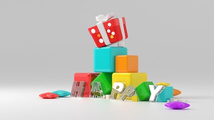 3D illustration expressing happiness and gifts