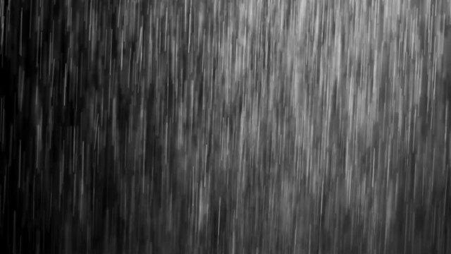 Heavy Rain Drops Falling in Rainy season Effect on Black Screen Background. Water, Thunder, Rainstorm, Storm, Drizzle, Splash, Alpha Mode, Isolated 4K Footage