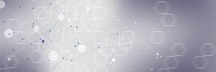 Abstract polygonal with connecting dots and lines.