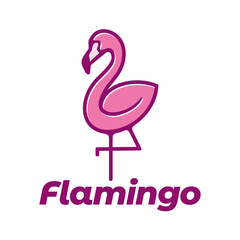 Pink Flamingo Vector Logo