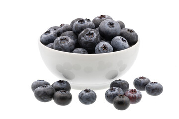 Bowl of blueberries isolated on white background.
Full depth of field with clipping path.