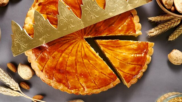 slice of epiphany cake and crown