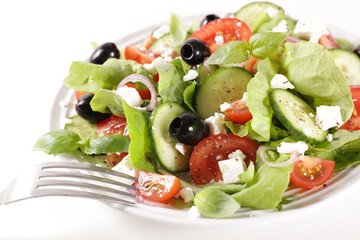 vegetable salad with tomato,cucumber and feta cheese