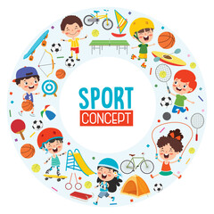 Sport Concept Design With Funny Children