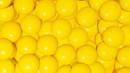 Many yellow balls  background. vitamin pills top view. 3D Render