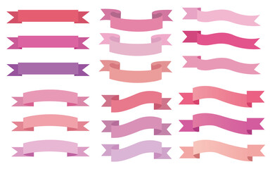 Obraz premium Set of ribbon tag illustration. ribbon frames for sing, POP, banner and web design. Vector illustration. リボンイラストセット、リボンタグイラスト、リボンフレームセット