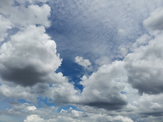 Panorama shot of blue sky and clouds in good weather days for horizontal background