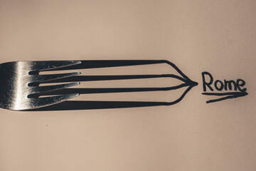 All roads lead to Rome - Fork art - Fork and shadow play 