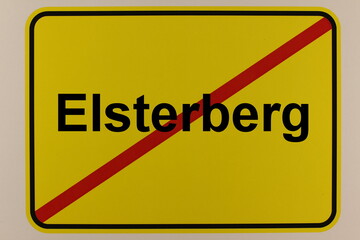 Illustration eines Stadtausgangsschildes der Stadt Elsterberg