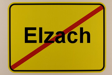 Illustration eines Stadtausgangsschildes der Stadt Elzach