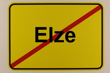 Illustration eines Stadtausgangsschildes der Stadt Elze