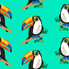 Obraz na płótnie Canvas Seamless pattern with cute toucan