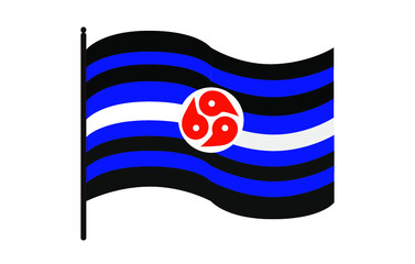 Vector illustration of waving BDSM rights pride flag on white background. The BDSM community symbol.
