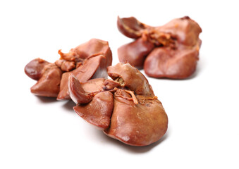 Chicken livers on white background 