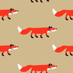 Seamless pattern with cute fox
