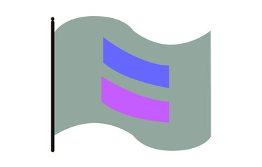 Vector illustration of waving Androgynous pride flag on white background: blue and pink horizontal lines on grey background. Androgynous community symbol.