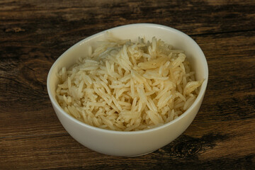 Steamed basmati rice in the bowl