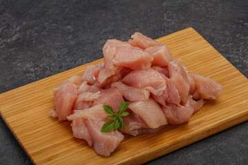 Raw diced chicken for cooking