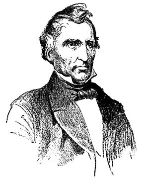 Portrait of Justus von Liebig - a German scientist who made major contributions to agricultural and biological chemistry. Illustration of the 19th century. Germany. White background.
