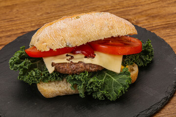Italian ciabatta bread with burger