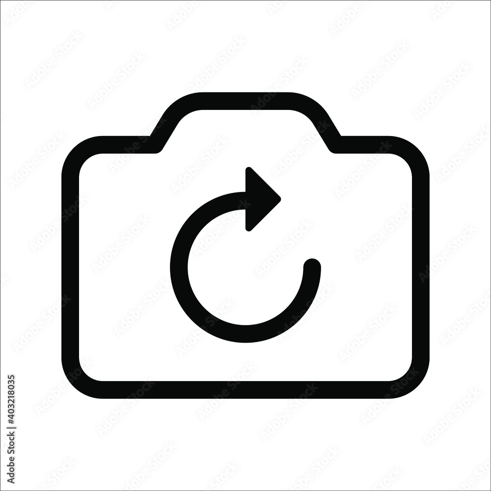 Poster switch from front to back camera flat icon for apps on white background. color editable