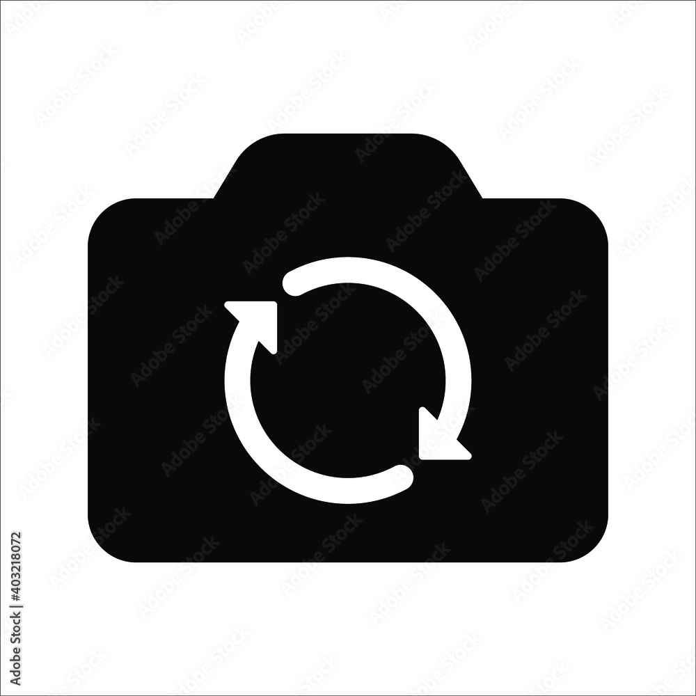 Poster switch from front to back camera flat icon for apps on white background. color editable