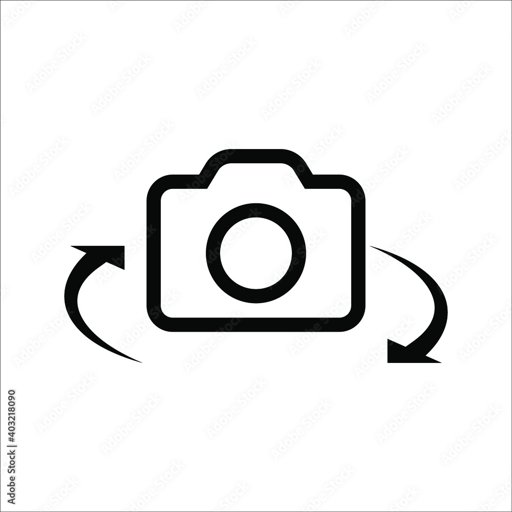 Poster switch from front to back camera flat icon for apps on white background. color editable