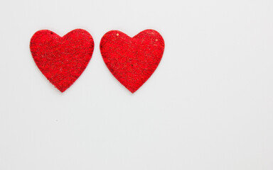 Red heart on a white background. Festive background. Minimalism. Copy space. St. Valentine's Day background