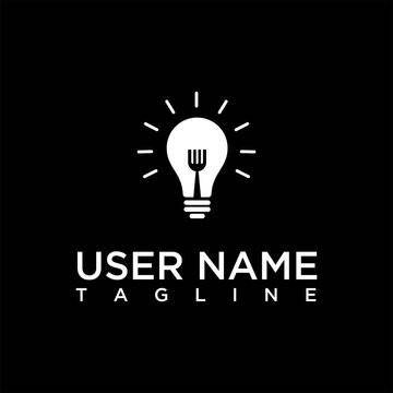 lamp silhouette logo design inspiration with a fork