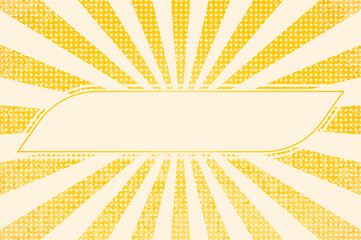 horizontal vector illustration of a grunge background of yellow color. divergent rays. the simulation of old printed materials. space for text