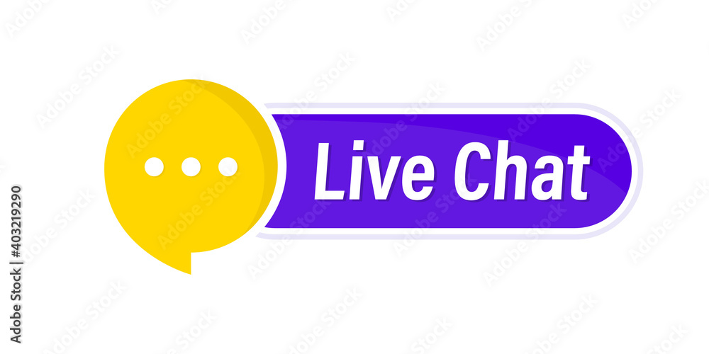 Poster live chat button. online support call center. customer support. chat messenger icon for web landing 
