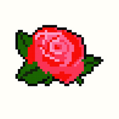 Rose in pixel art vector illustration