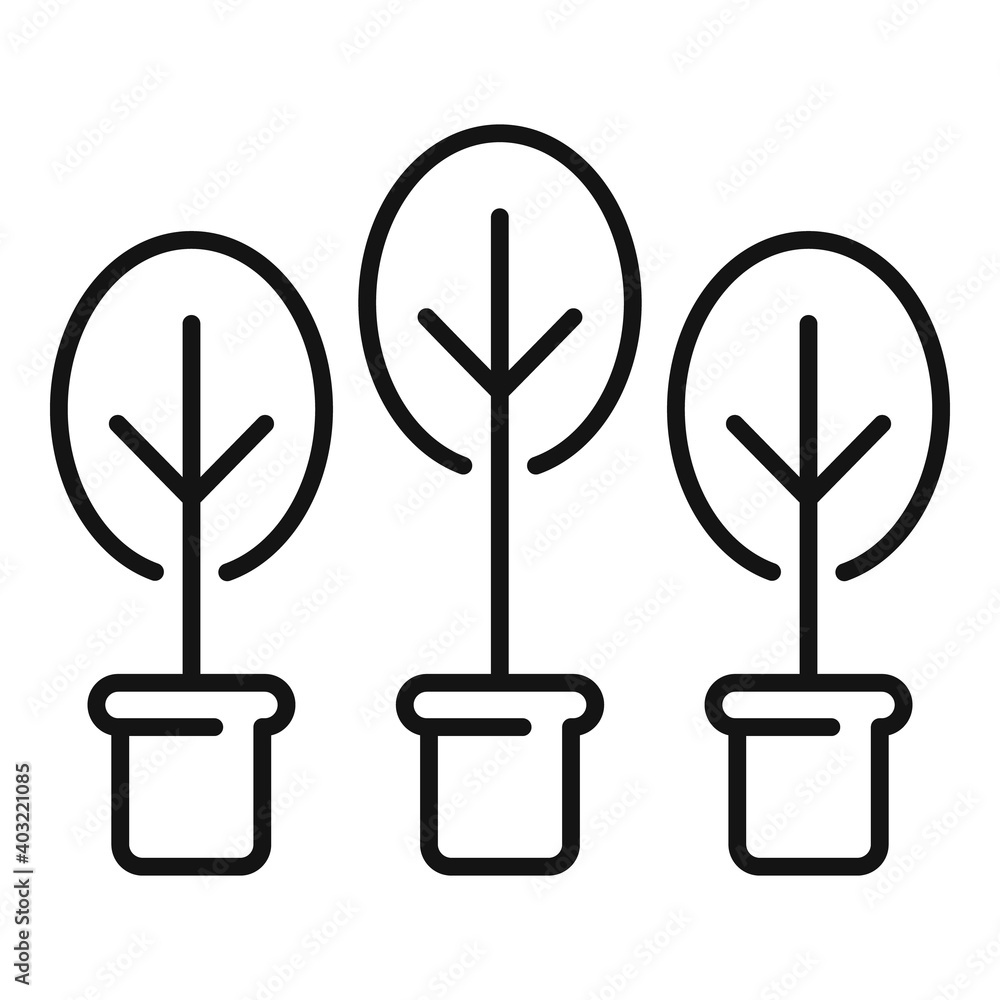 Poster garden design trees pot icon. outline garden design trees pot vector icon for web design isolated on