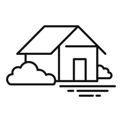 Landscape design house icon. Outline landscape design house vector icon for web design isolated on white background