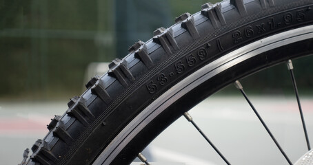 Selective focus on Detail of a Mountain Bike Tire 