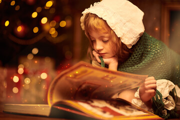 girl reads fairy tales