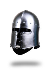Fototapeta premium Knight helmet on white.
