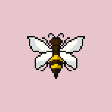 Bee Vector Illustration In Pixel Art