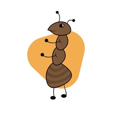 Illustration of Brown Ant Cartoon, Cute Funny Character, Flat Design