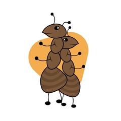 Illustration of Brown Ant Cartoon, Cute Funny Character, Flat Design