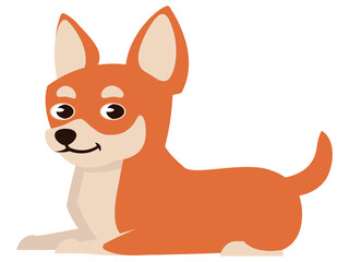 Lying Chihuahua side view. Cute pet in cartoon style.