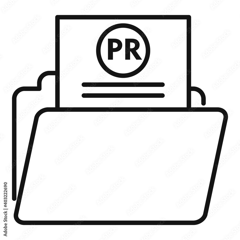 Poster pr doc folder icon. outline pr doc folder vector icon for web design isolated on white background