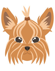 Head of Yorkshire Terrier. Cute pet in cartoon style.